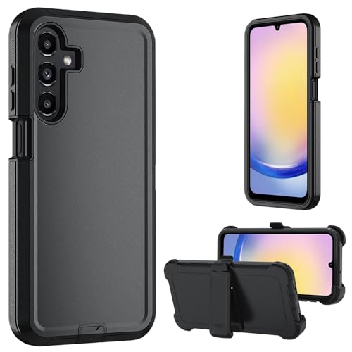 for Samsung Galaxy A16 5G case,A16 5G Heavy Duty case,with A Tempered Glass Screen Protector, [Military Grade Protective ] [Shockproof] [Dropproof] [Dust-Proof] (with Belt Clip-Black) - color: with Belt Clip-Black