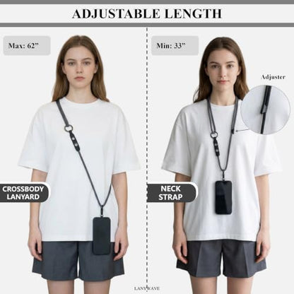 Adjustable Crossbody Phone Lanyard with Hanging Loops - color: Gray