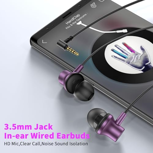 3.5mm Headphones Wired Earbuds for Laptop School Computer PC,Purple - color: Purple