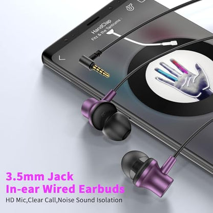 3.5mm Headphones Wired Earbuds for Laptop School Computer PC,Purple - color: Purple