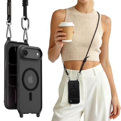 MAGEASY Roam MagSafe Crossbody iPhone Case with Adjustable Strap for iPhone Air, Magnetic Case with Detachable Lanyard, 16FT Drop Defense, Camera Control Compatible (Midnight) - color: Midnight, size: iPhone 17 Air