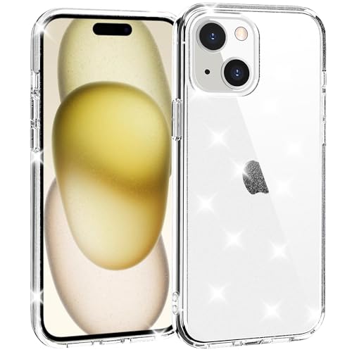 TENOC Phone Case Compatible with iPhone 15, Glitter Case Clear Sparkling Protective Bumper Cute Cover for Girls Women - color: Clear Glitter, size: iPhone 15