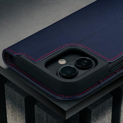 TORRO Leather Case Compatible with iPhone 17 6.3" 2025 - Premium Leather Wallet Flip Case with Kickstand and Card Slots (Compatible with Official MagSafe Chargers) - Navy Blue - color: Navy Blue with Red Detail, size: iPhone 17