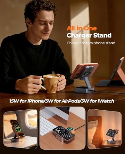 3-in-1 Charging Station for iPhone, MagSafe Charger Stand for Apple