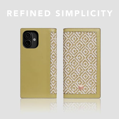 SLG D5 Edition British Fabric Wallet Case for iPhone 16 - [2-in-1] Handcrafted Detachable Diary Style with Magnetic MagSafe Back Cover, Gift Box Included (Lime Olive) - color: [D5 Edition] Lime Olive, size: iPhone 16