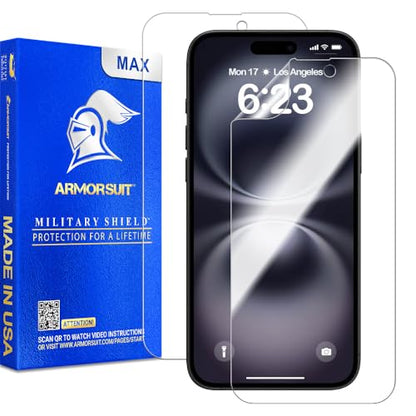 ArmorSuit 2 Pack Screen Protector for iPhone 16 Plus Max Coverage MilitaryShield HD Clear Film - Made in USA - size: iPhone 16 Plus 6.7" Max Coverage