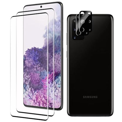 2+2 Pack Samsung Galaxy S20 Plus Screen Protector with Camera Lens Protector, [9H Tempered Glass] [Fingerprint Unlock Support] [3D Curved] Glass Screen Protector for S20 Plus (6.7") - size: (2+2)-Samsung Galaxy S20 Plus