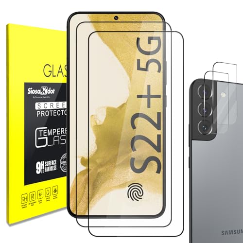 [2+2Pack] Tempered Glass Screen Protector for Samsung Galaxy S22+ and Camera Lens Protector Fingerprint Unlock Full Coverage HD Clear Bubble Free 9H Compatible with Galaxy S22 Plus - color: Samsung Galaxy S22+ (6.6 inch)