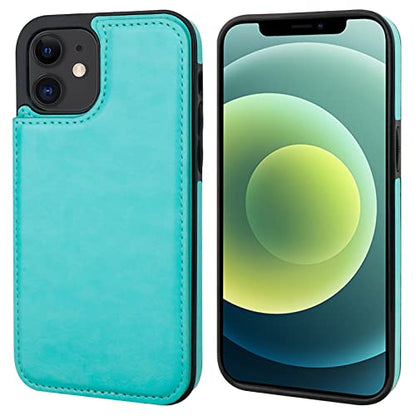 ONETOP for iPhone 12 & iPhone 12 Pro Wallet Case with Card Holder,LightBlue | Kickstand,ID/Cash Holder,Case Wallet with Card Slots,Double Magnetic Clasp,Durable PU Leather Shockproof Cover for Women Men - color: Light Blue