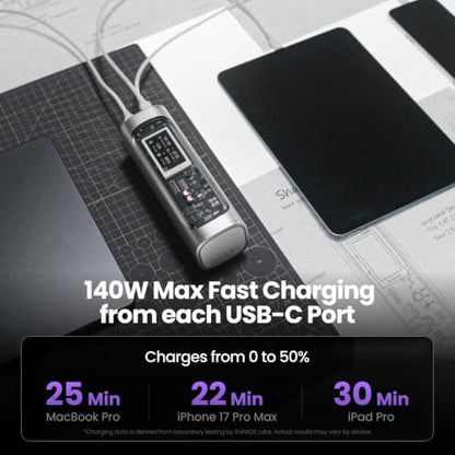 Shargeek 300W Power Bank, 24000mAh Laptop Portable Charger with DC Port - color: Silver
