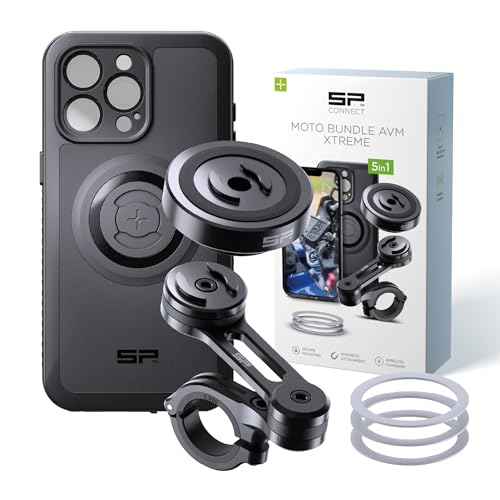 SP CONNECT Moto Bundle II AVM Xtreme | SPC+ |Compatible with iPhone 15 Pro Max | Phone Mount for Motorcycle | Motorcycle Phone Holder | Handlebars - style: for iPhone 15 Pro Max