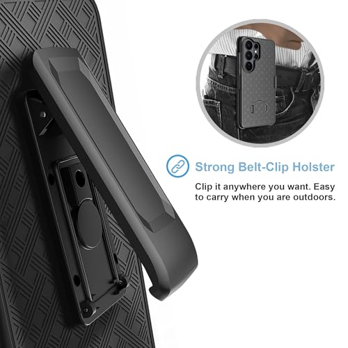 Fingic for Samsung Galaxy S26 Ultra Case with Belt Clip Holster Kickstand | Slim Combo Shell with Swivel Holster Rugged Shockproof Antiscratch Full Body Protective for Galaxy S26 Ultra 6.9" 2026,Black