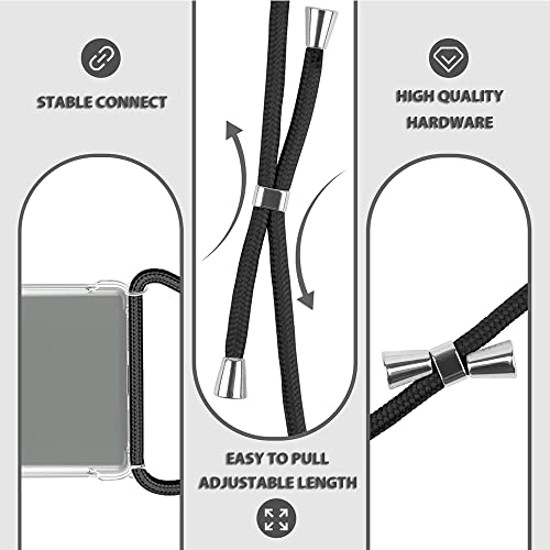 for Google Pixel 7 Pro Crossbody Case Shockproof Adjustable Lanyard Strap for Google Pixel 7 Pro Lightweight Crossbody Phone Case Soft TPU Bumper Protective Case Cover - Black - size: for Google Pixel 7 Pro