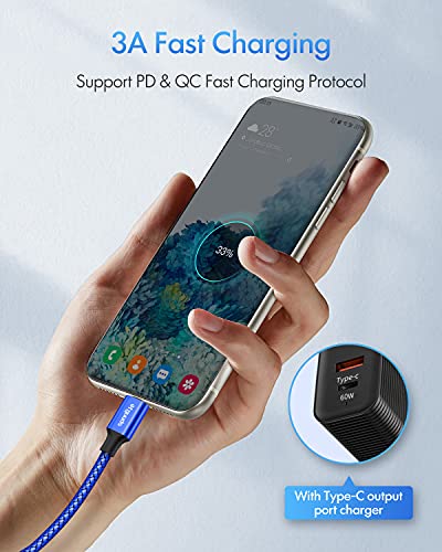etguuds USB C to USB C Cable 3ft, 2-Pack 60W C to C Cable Fast Charging - color: Blue, size: 3ft