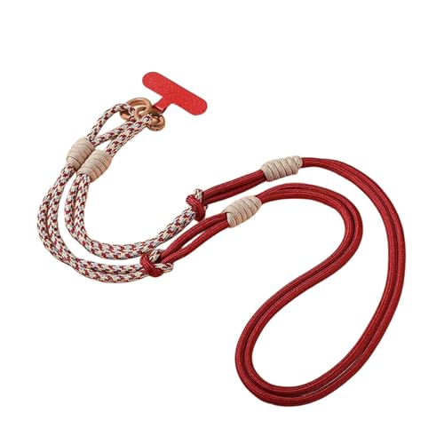 Braided Phone Crossbody Lanyard, Adjustable Neck and Wrist Strap with Quick Release Compatible with Most Smartphones - color: Wine Red