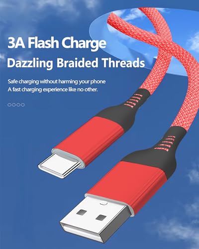USB C Cable 15FT, Extra Long USB-A to USB-C Cable Braided Red - color: Red, size: 15FT