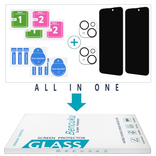 2+2 Pack Privacy Screen Protector for iPhone 15 Tempered Glass - size: (Privacy)iPhone 15 6.1 Inch