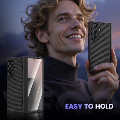 VEGO for Galaxy Z Fold 7 Case with Belt Clip Compatible with Magsafe,Black | Screen Protector & Hinge Protection Full-Body Shockproof Carbon Fiber Hard PC Protective Magnet Case for Samsung Z Fold 7 - color: Black