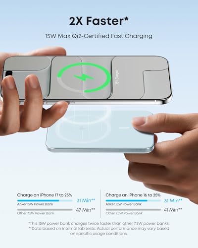 Anker Nano Magnetic Power Bank, 5,000mAh Qi2-Certified 15W Portable Charger (Blue) - color: Blue