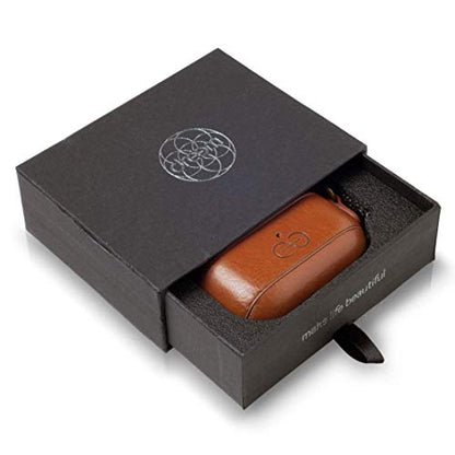 Dreem Om Case Cover with Keychain Clip Compatible with AirPods Pro 2/Pro, Protective One-Piece Hard Shell, Luxury Vegan Leather AirPod Pro Case 2nd/1st Generation with Separate Clip [Caramel] - color: Caramel, size: AirPods Pro 2