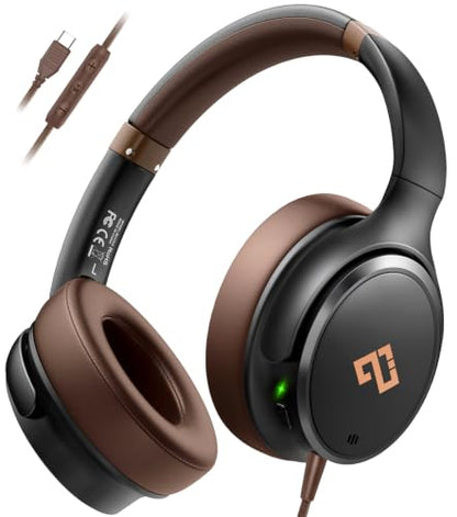INFURTURE USB C Headphones Active Noise Cancelling Headphone Wired Over Ear - color: Brown