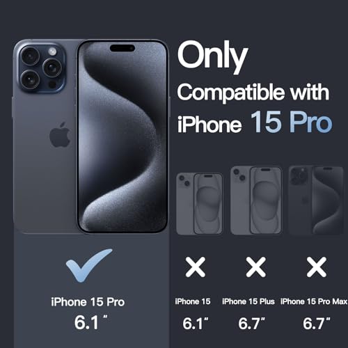 JETech Case for iPhone 15 Pro 6.1-Inch, Non-Yellowing Shockproof Phone Bumper Cover, Anti-Scratch Clear Back (Blue) - color: Blue, size: iPhone 15 Pro