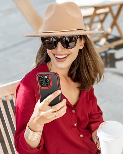 Mobnano Compatible with iPhone 15 Pro Max Case, with Multicolor Protective Shockproof Bumpers, Crystal Clear Back Not Yellowing Anti-Scratch Hard PC Back & Soft Silicone TPU Frame Cover - Black/Red - color: Black/Red, size: iPhone 15 Pro Max