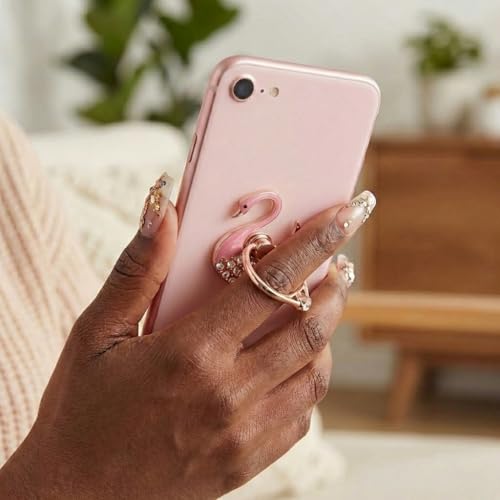 NXVX Swan Phone Ring Holder, Pink Crystal Finger Grip & Kickstand - color: Luxe Swan Pink