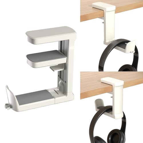 Headphone Holder Adjustable Clamp-on Headphone Hook - color: White