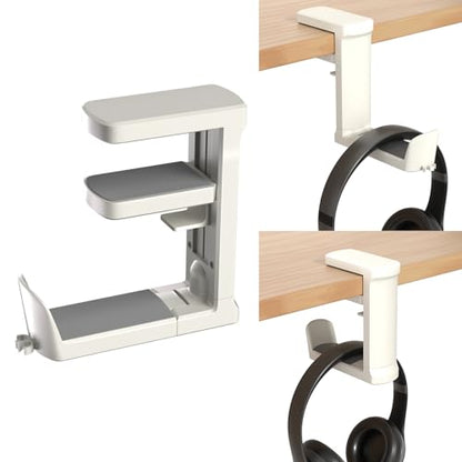 Headphone Holder Adjustable Clamp-on Headphone Hook - color: White