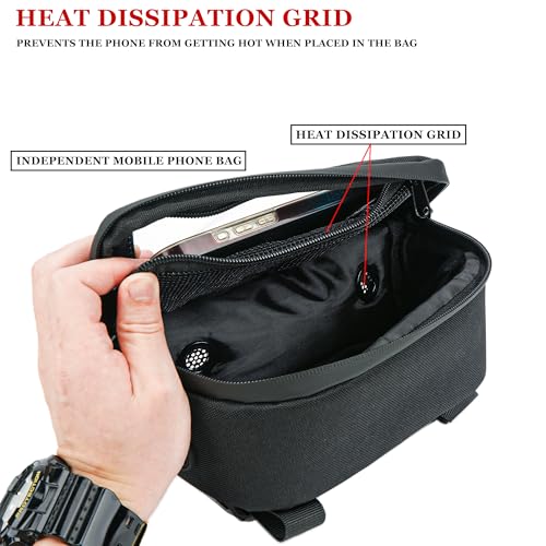 Bike Handlebar Bag – Waterproof Bicycle Handlebar Bag with Sensitive TPU Touchscreen Phone Holder, Front Frame Pouch for Road & Mountain Bikes, Large Capacity Cycling Storage Bag