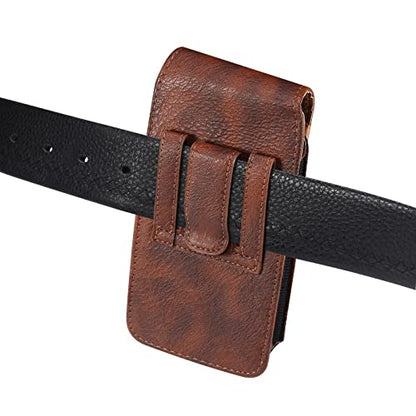 Phone Holster for Samsung Galaxy A17 A16 A15 A25 A35 A55 A57, S26 Ultra, S25 S24 S23 S22 Ultra Plus FE/iPhone 16 Pro Max/Moto G Power Cell Phone Pouch Case with Belt Clip Loop Card Holder (Brown #A) - color: Brown - Vertical
