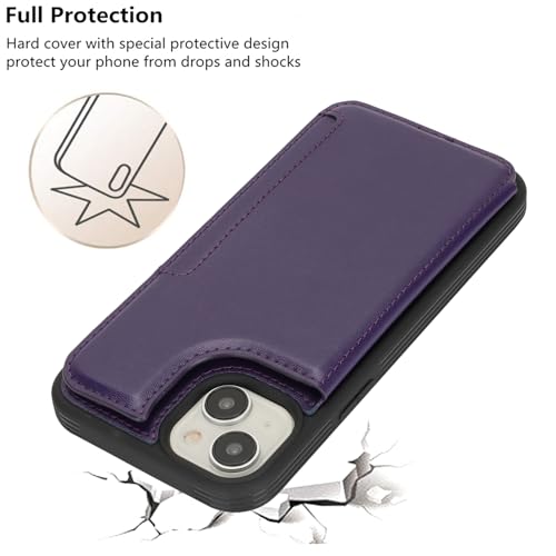 iCoverCase Compatible with iPhone 14 Plus Phone Case with Card Holder, Wallet Case for Women Men RFID Blocking PU Leather Protective Case 6.7 Inch (Dark Purple) - color: Dark Purple