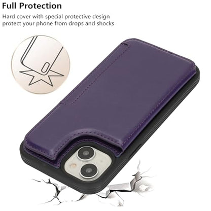 iCoverCase Compatible with iPhone 14 Plus Phone Case with Card Holder, Wallet Case for Women Men RFID Blocking PU Leather Protective Case 6.7 Inch (Dark Purple) - color: Dark Purple