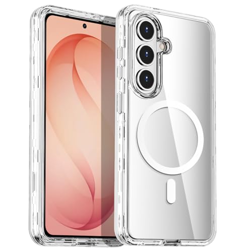 AICase for Samsung Galaxy S26 Plus Case Clear[Compatible with MagSafe] Heavy Duty Drop Protection Full Body Rugged Shockproof/Dust Proof 3-Layer Military Protective Tough Durable Cover for S26+Plus - color: Clear with Magsafe, size: Samsung Galaxy S26 Plu