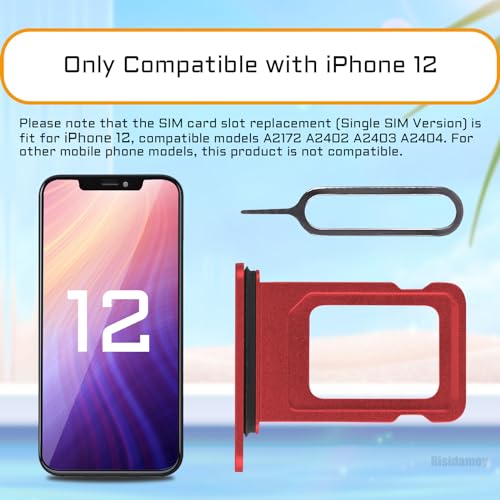 for iPhone 12 Red Single SIM Card Tray Slot Replacement