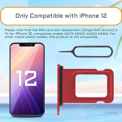for iPhone 12 Red Single SIM Card Tray Slot Replacement