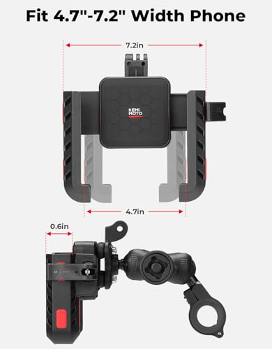 KEMIMOTO Motorcycle Phone Mount with Anti-Theft, Anti-Vibration Dampener