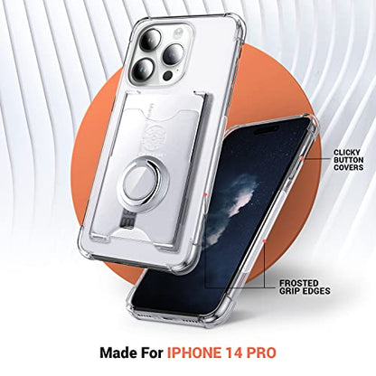 Shields Up for iPhone 14 Pro Case with Card Holder Stand, 6.1", Clear - color: Clear, size: iPhone 14 Pro