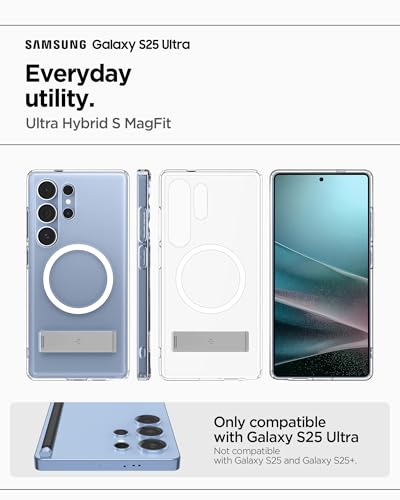 Spigen for Galaxy S25 Ultra Case, Ultra Hybrid S MagFit [Kickstand] [Compatible with MagSafe] [Fast Wireless Charging] (2025) - Clear White - size: Galaxy S25 Ultra