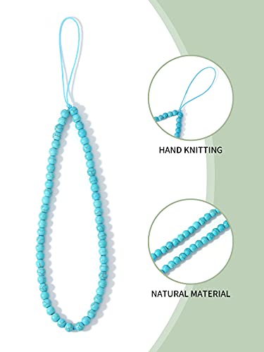 Natural Semi-Precious Gem Stones Beaded Phone Charm - style: Turquoise