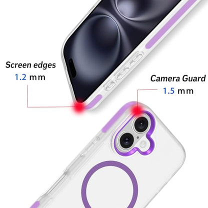 PinLiSheng Upgraded Magnetic for iPhone 16 Case [Mil-Grade Drop Protection] [Compatible with Magsafe] Double-Layer Impact Resistant Translucent Matte Protective Phone Case, Purple - color: Updated Version - Purple, size: iPhone 16