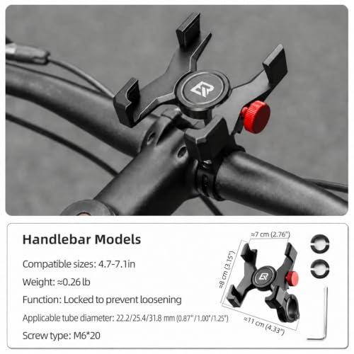 ROCKBROS Aluminum Bike Phone Mount for 4.7-7.1" Phones Handlebar Mount - style: Handlebar Mount
