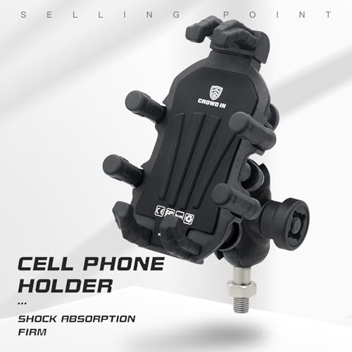 HXBER Motorcycle Phone Mount, Motorcycle Phone Mount Holder with Vibration Dampener Anti-Theft Motorcycle Cell Phone Holder 360° Adjustable Rotation Motorbike M10 Ball Head Mount
