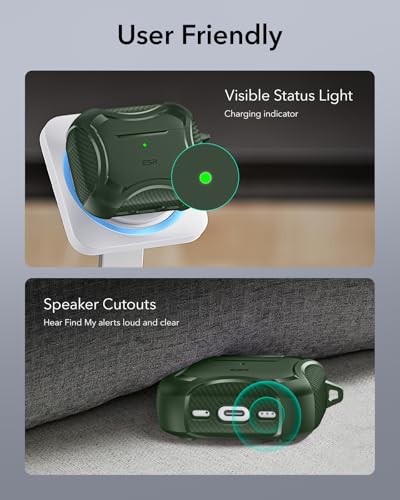 ESR for AirPods Pro 3 Case (2025), Magnetic Lid, Cyber Tough Series, Green - color: Green, size: AirPods Pro 3 Case
