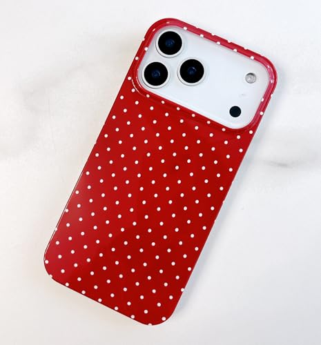 Qokey Compatible with iPhone 17 Pro Max Case, White Polka Dot TPU Glossy Case, Cute Simple Aesthetics Design for Girls Women, Lightweight Soft Slim Protection Fashionable Cover - Wine Red - color: White Dots & Wine Red