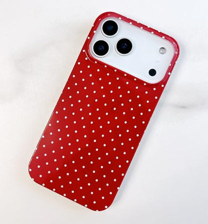 Qokey Compatible with iPhone 17 Pro Max Case, White Polka Dot TPU Glossy Case, Cute Simple Aesthetics Design for Girls Women, Lightweight Soft Slim Protection Fashionable Cover - Wine Red - color: White Dots & Wine Red