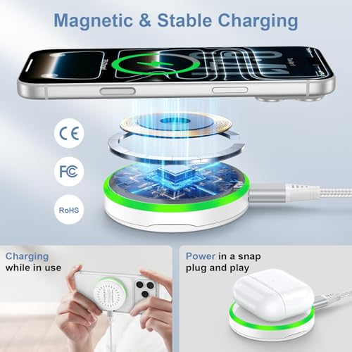 25W Magnetic Wireless Charger Fast Charging Pad for iPhone 18 Pro Max/17e - color: White