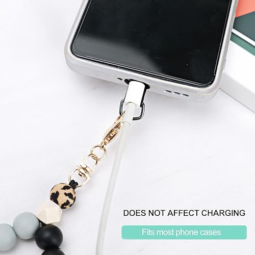 VICHUNHO Marble Silicone Beaded Phone Wrist Strap, Cellphone Lanyard with Tether Tab, Elastic Hands-Free Wristlet Bracelet - color: Pink