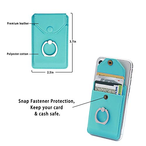 Self Adhesive Phone Card Wallet with Ring Stand Flip Cover, Green - color: Green